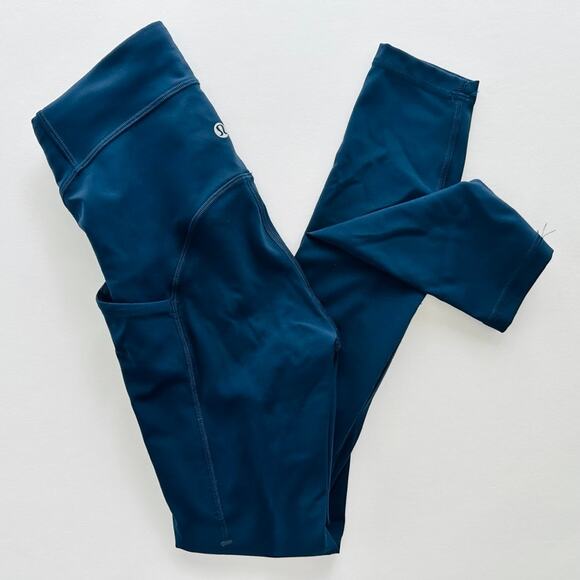 Lululemon Power Thru High-Rise Tight 25" Night Sea Blue Size 0 XXS Run Gym - Picture 2 of 7
